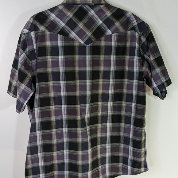 Pearl Snap Western Style Shirts XXL Plaid Lot 2 Pair Black White Gray Silver - Picture 16 of 16